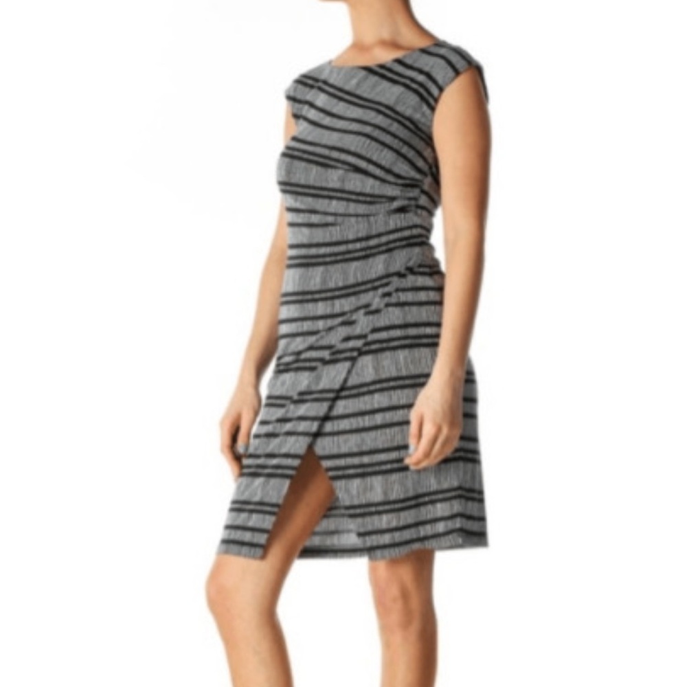 Loft Black and White Striped Dress SP Small Petite S - Picture 2 of 14
